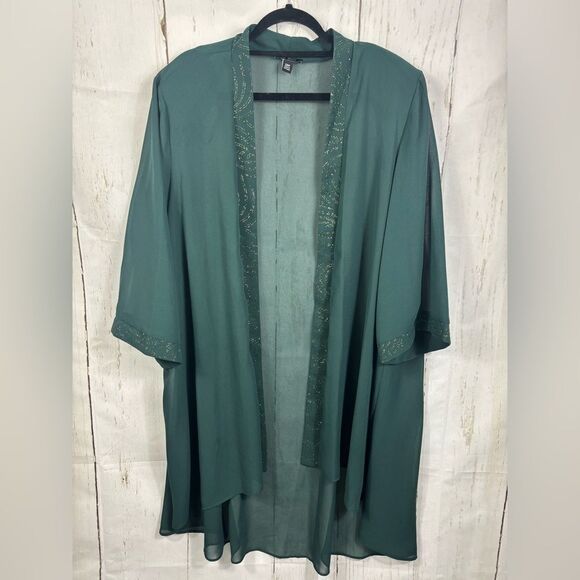 Me Boss Green Dress and Matching Cardigan Embellished Trim Formal Church - Picture 5 of 13